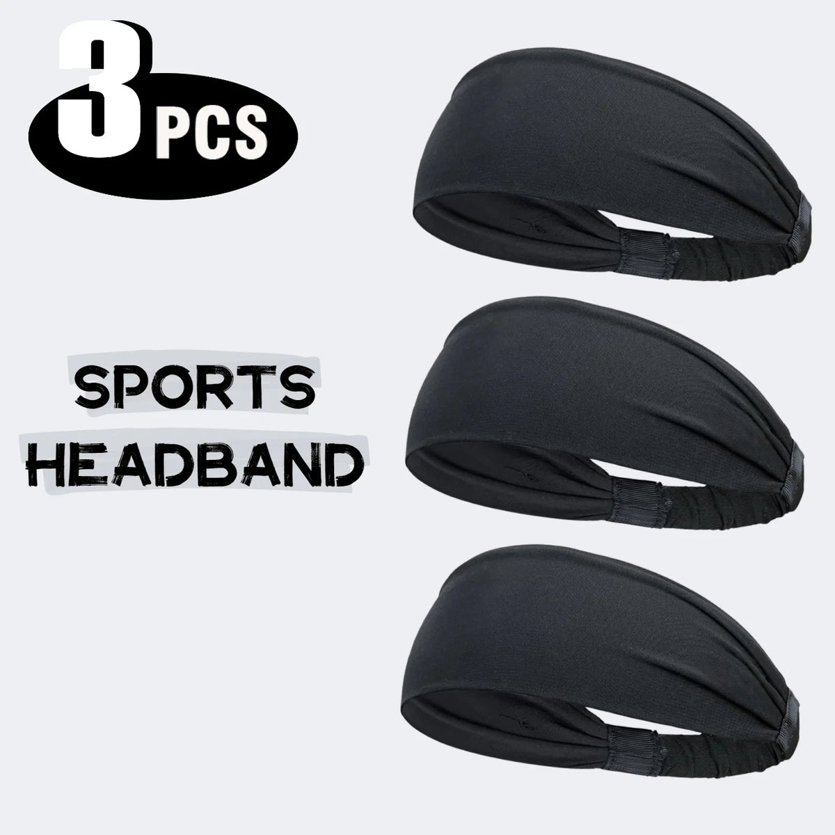 Elastic Sports Headband with Wide Fabric Band for Hair Control