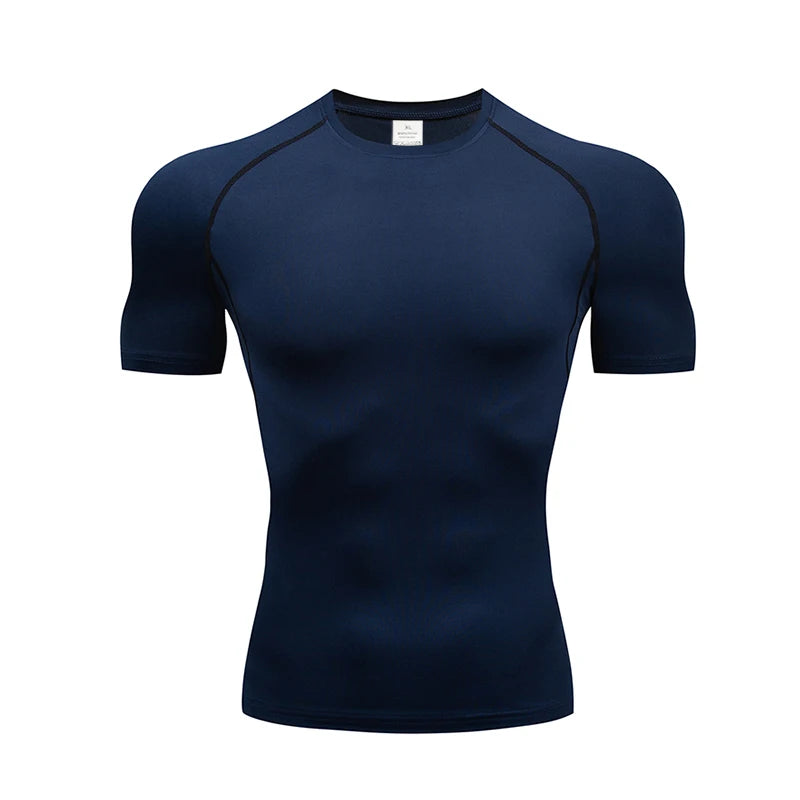 Fitted Crew Neck Short Sleeve Compression T Shirt