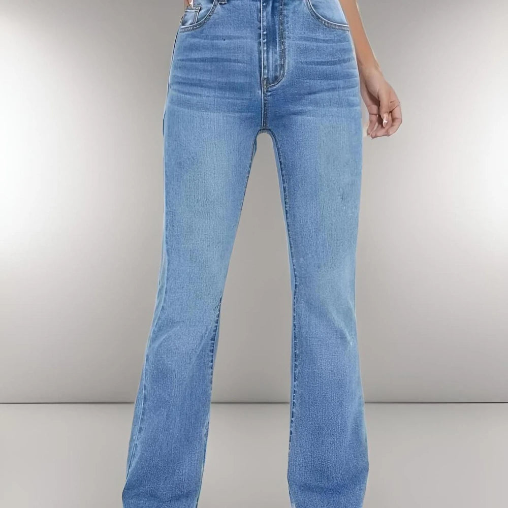 Women's Blue High Waist Flared Leg Denim Jeans