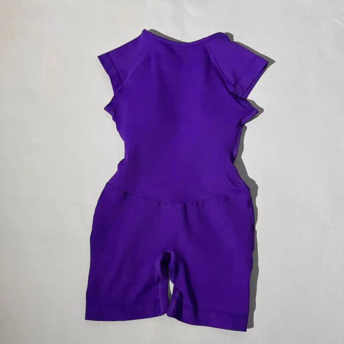 Women's Open Back Nylon Blend Workout Romper with Short Sleeve Styles