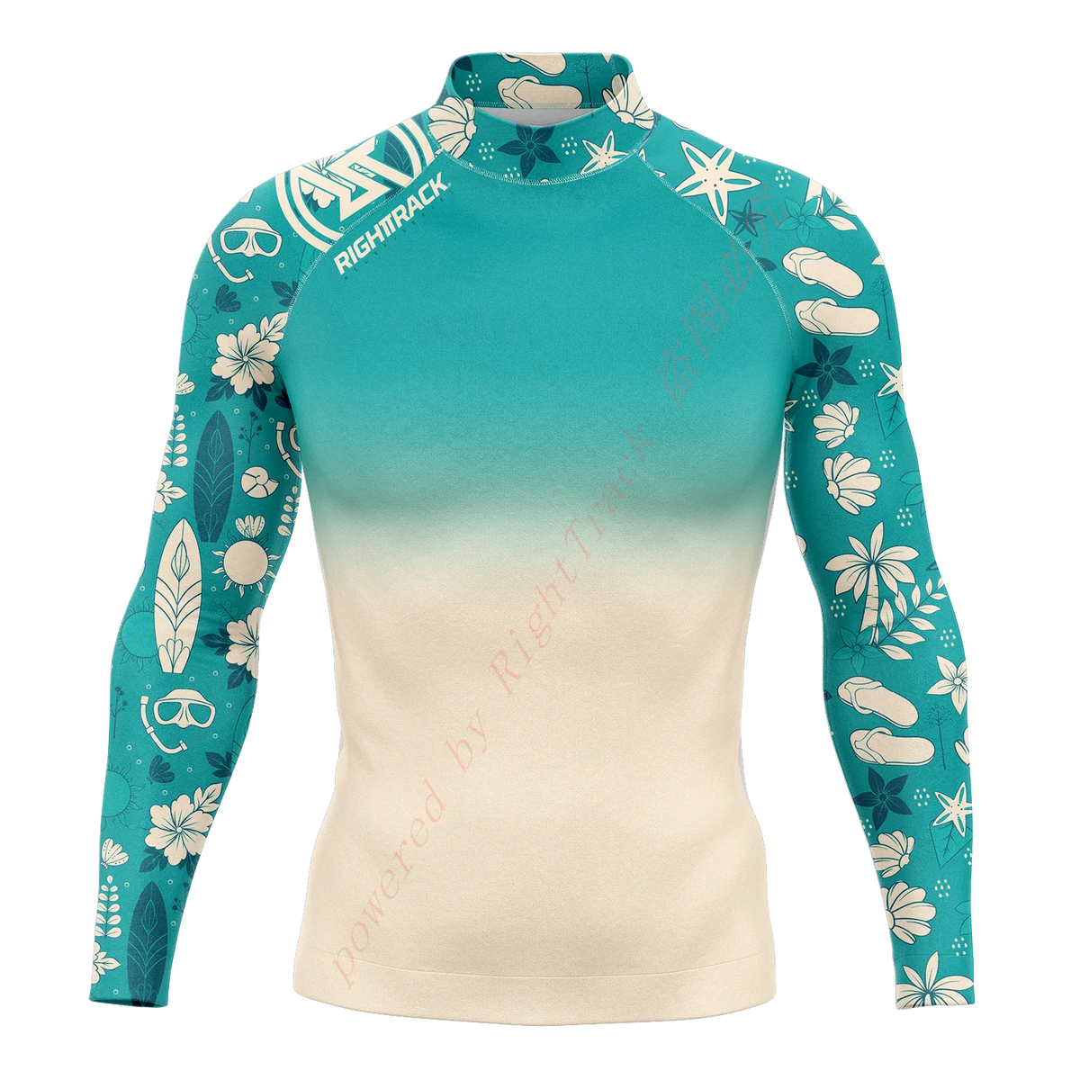 Men's Round Neck Rash Guard with Long Sleeves for Summer Surfing