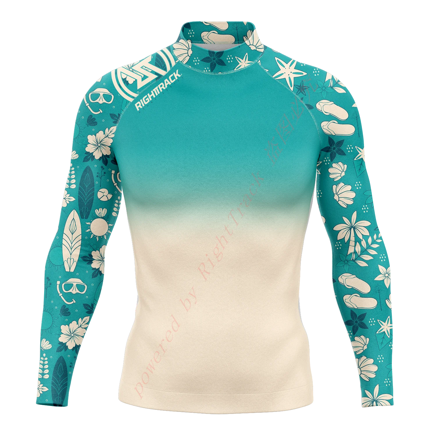 Men's Round Neck Rash Guard with Long Sleeves for Summer Surfing