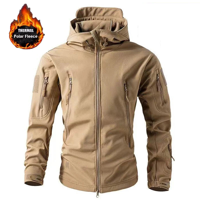 Men's Hooded Multi-Pocket Softshell Jacket