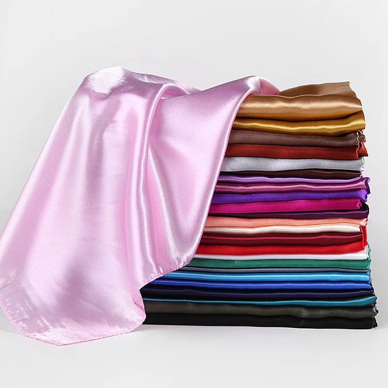 Solid Square Scarf with Smooth Satin Style Finish