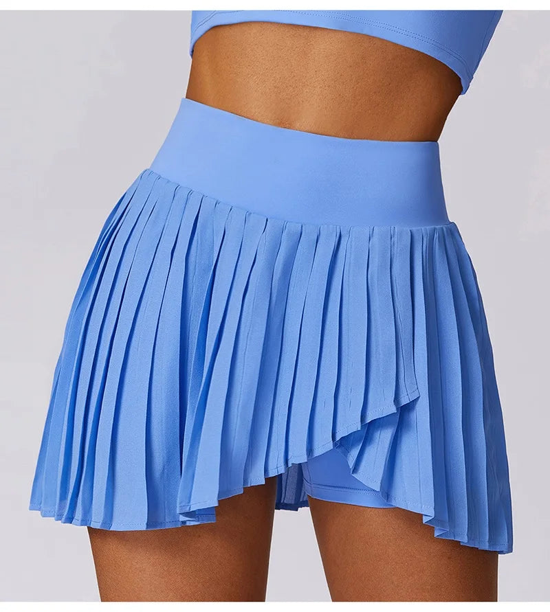 Women's Collared Crop Top and Skort Workout Set
