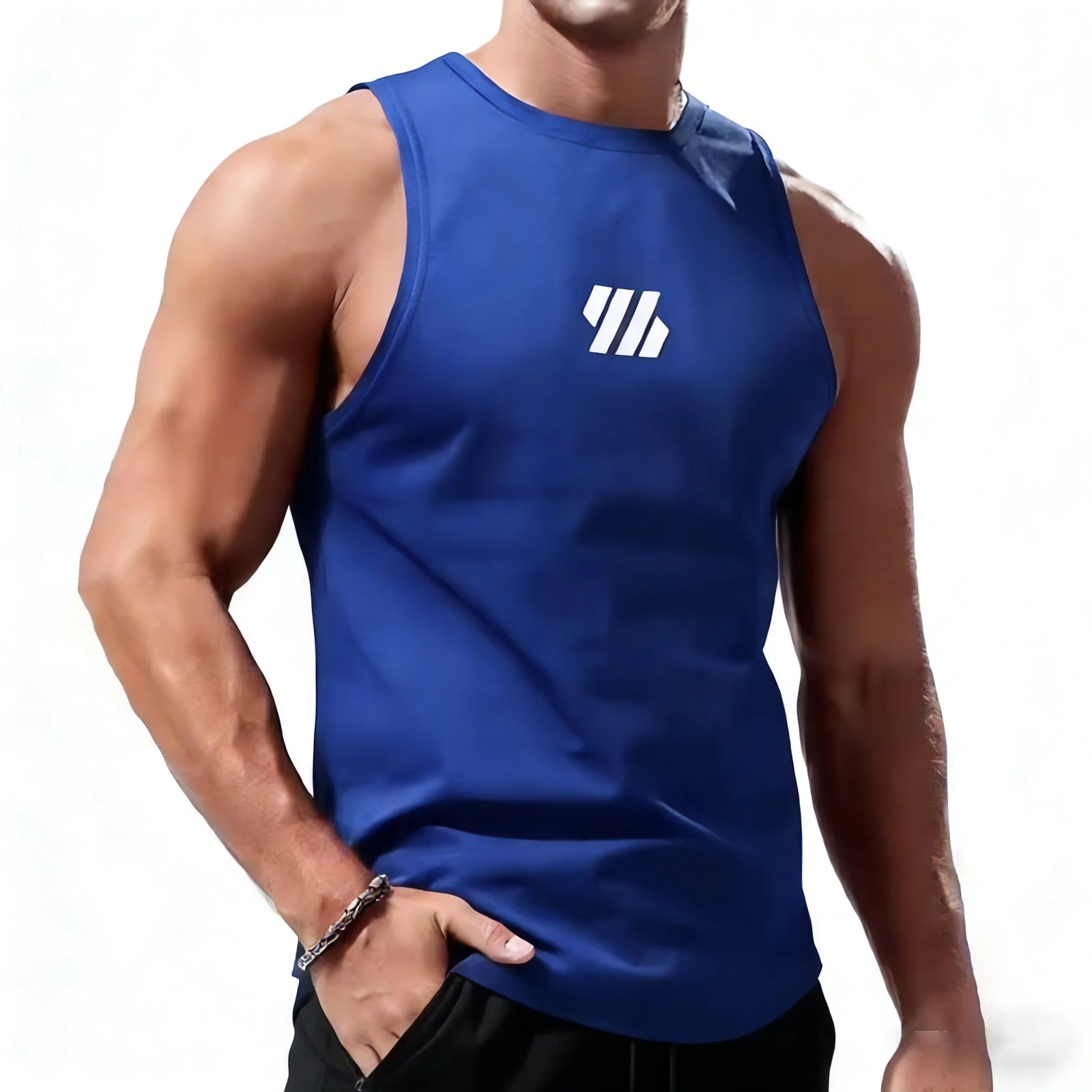 Men's High Neck Sleeveless Gym Tank Top