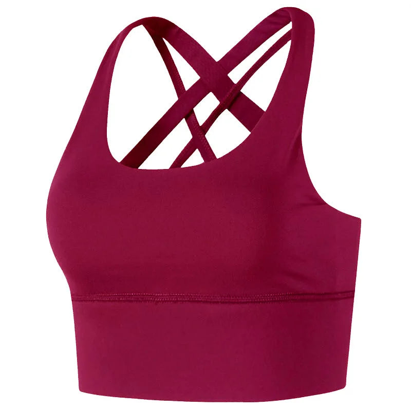 Women's Scoop Neck Multi Strap Cross Back Sports Bra