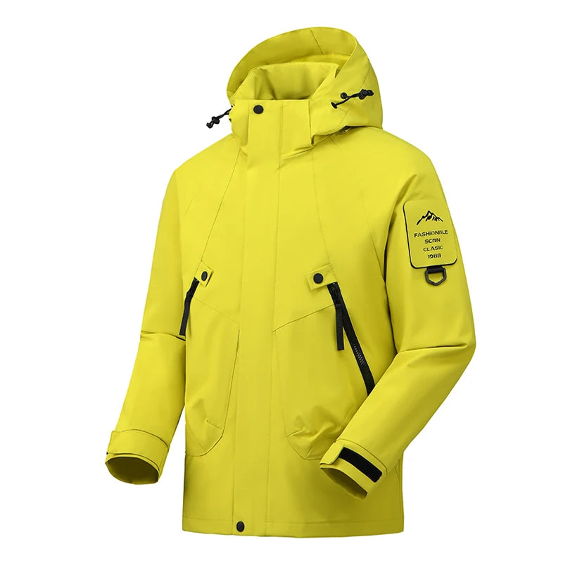 Hooded Long Sleeve Full Zip Outdoor Hiking Jacket with Pockets