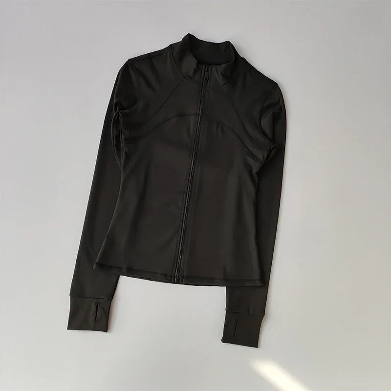 Stand Collar Long Sleeve Full Zip Yoga Training Jacket