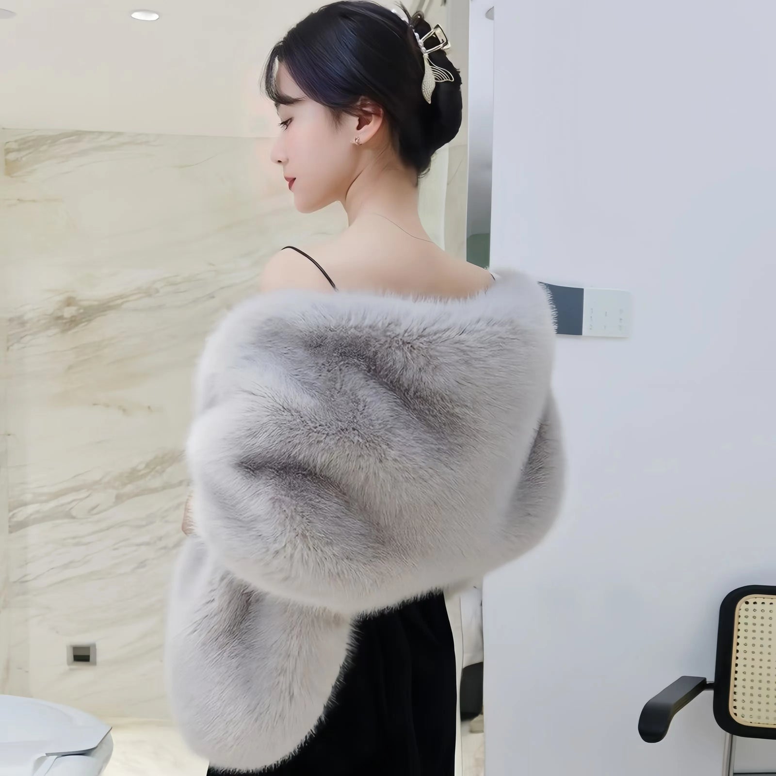 Plush Cross Front Wrap Cape for Layering over Outfits