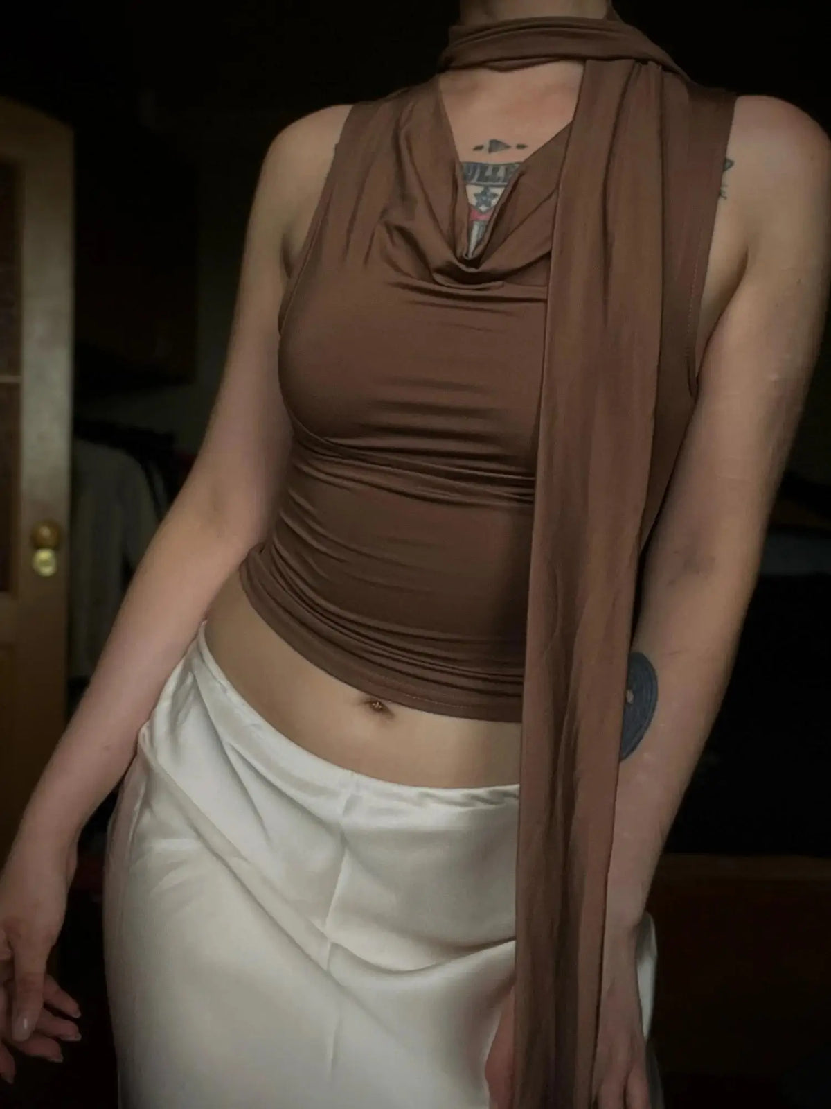 Women's Draped Wrap-Front Sleeveless Tie-Detail Tank Top
