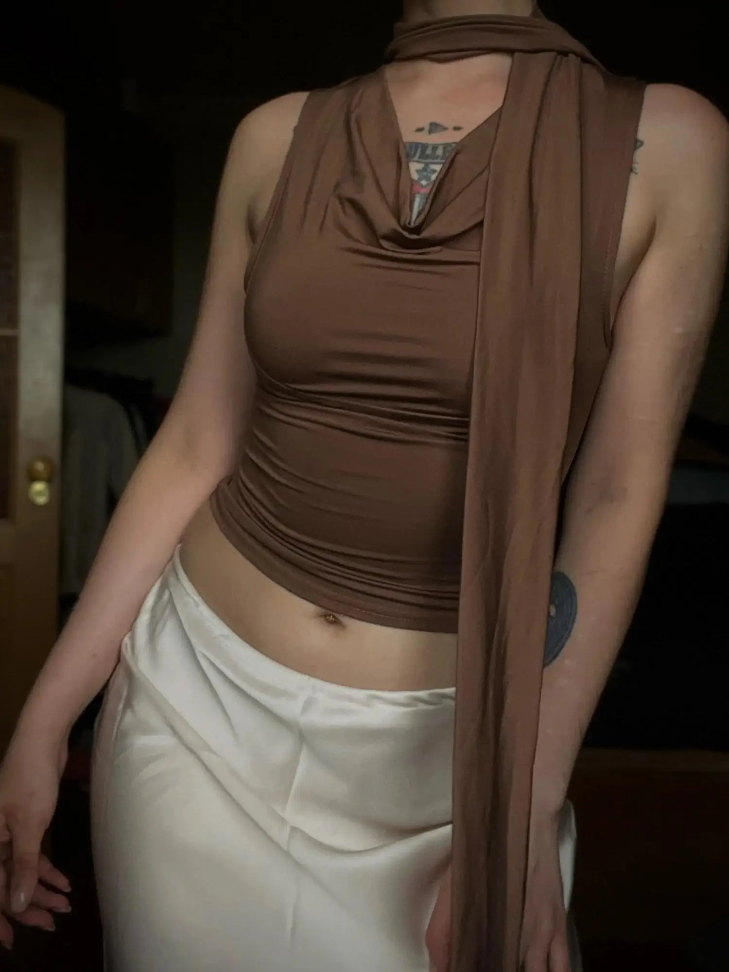 Women's Draped Wrap-Front Sleeveless Tie-Detail Tank Top