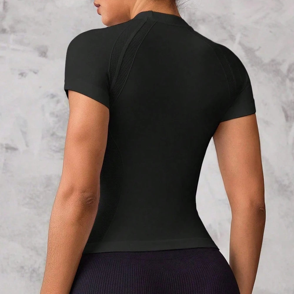 Women's Crew Neck Fitted Short Sleeve T-shirt For Workout Outfits