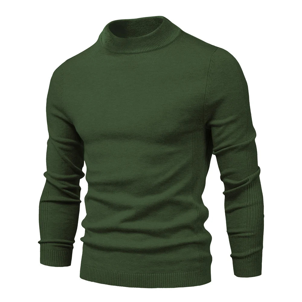 Men's Mock Neck Long Sleeve Knit Sweater