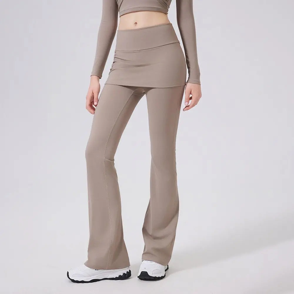 Women's Skirt Overlay Flared Leggings For Workout Outfits