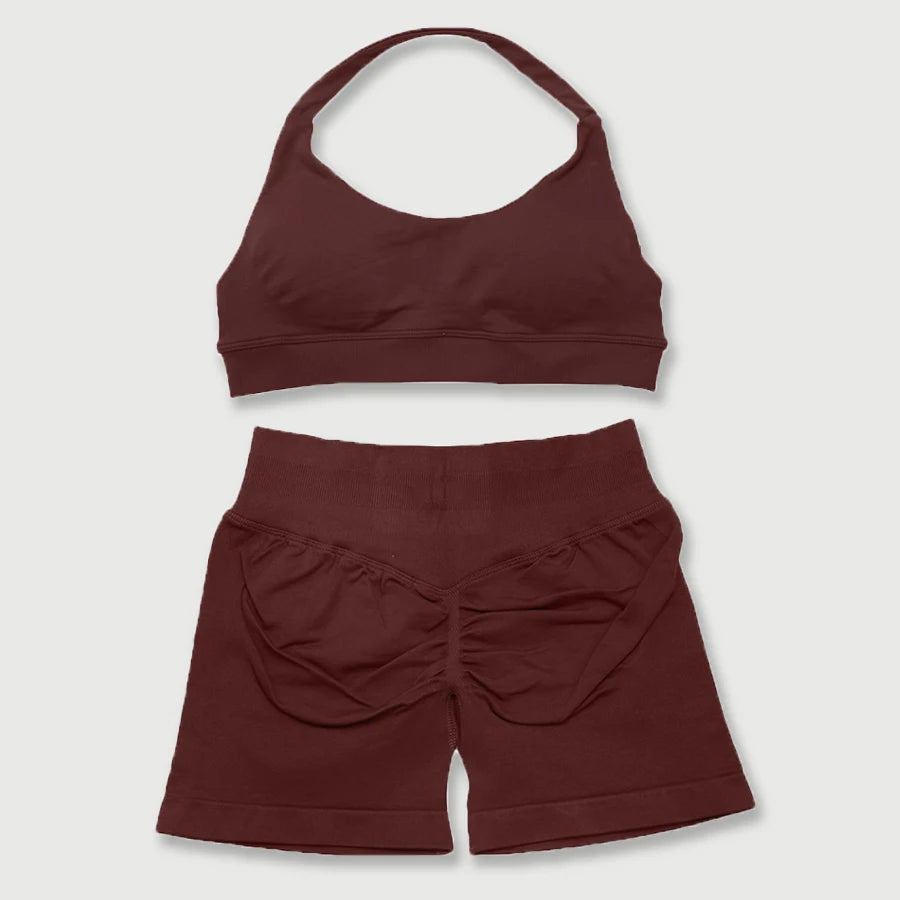 Women's Halter Bra And Shorts Yoga Set For Workout Outfits