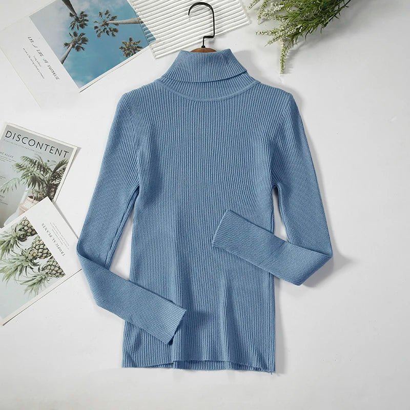 Women's Ribbed Mock Neck Long Sleeve Sweater Casual Knit Layer