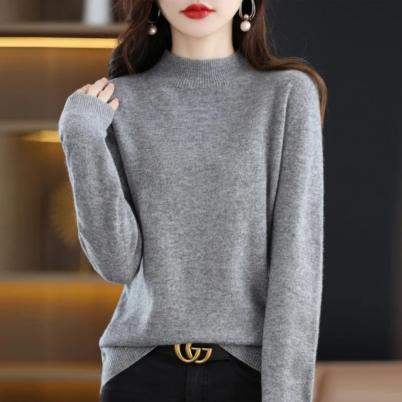 Women's Crew Neck Long Sleeve Sweater Casual Knit Layer