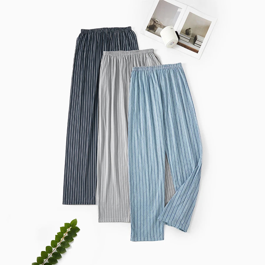 Men's Patterned Elastic Waist Straight Leg Pajama Lounge Pants