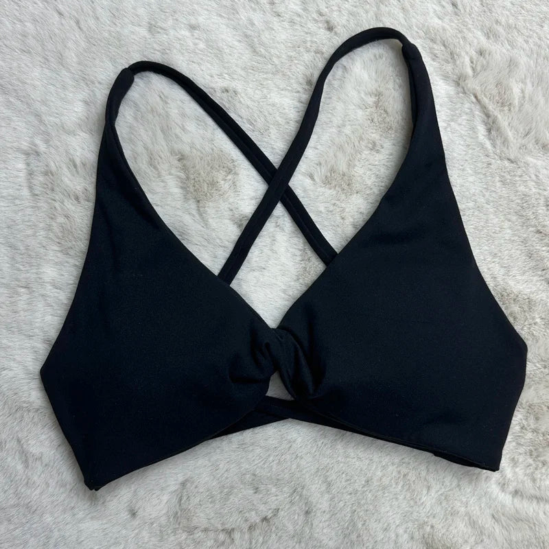 Women's V Neck Cross Back Sports Bra