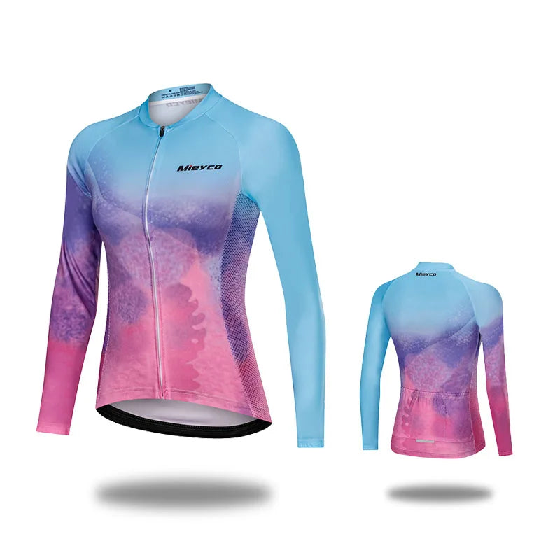 Women Cycling Jersey Long Sleeve Breathable Lightweight Spring Autumn Road Bike Top