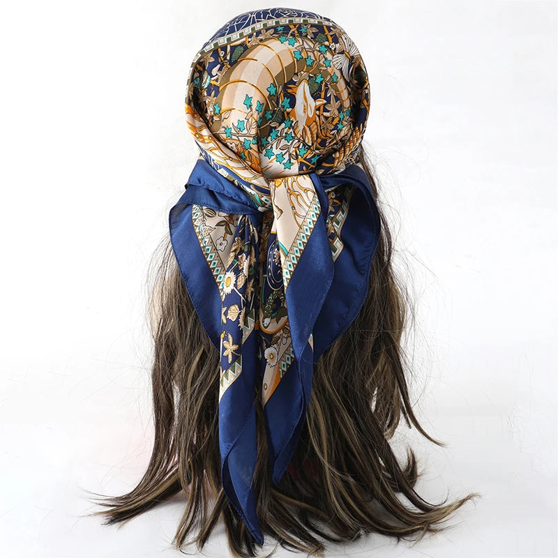 Floral Print Square Scarf for Head and Neck Styling