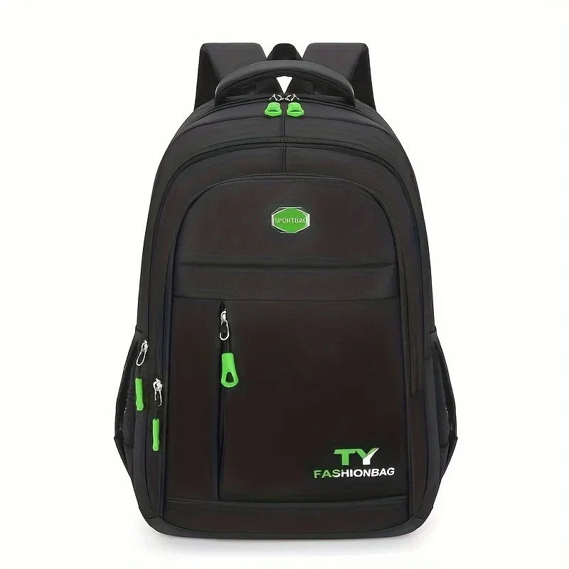 Casual Multi-Pocket Backpack with Contrast Zippers and Adjustable Shoulder Straps