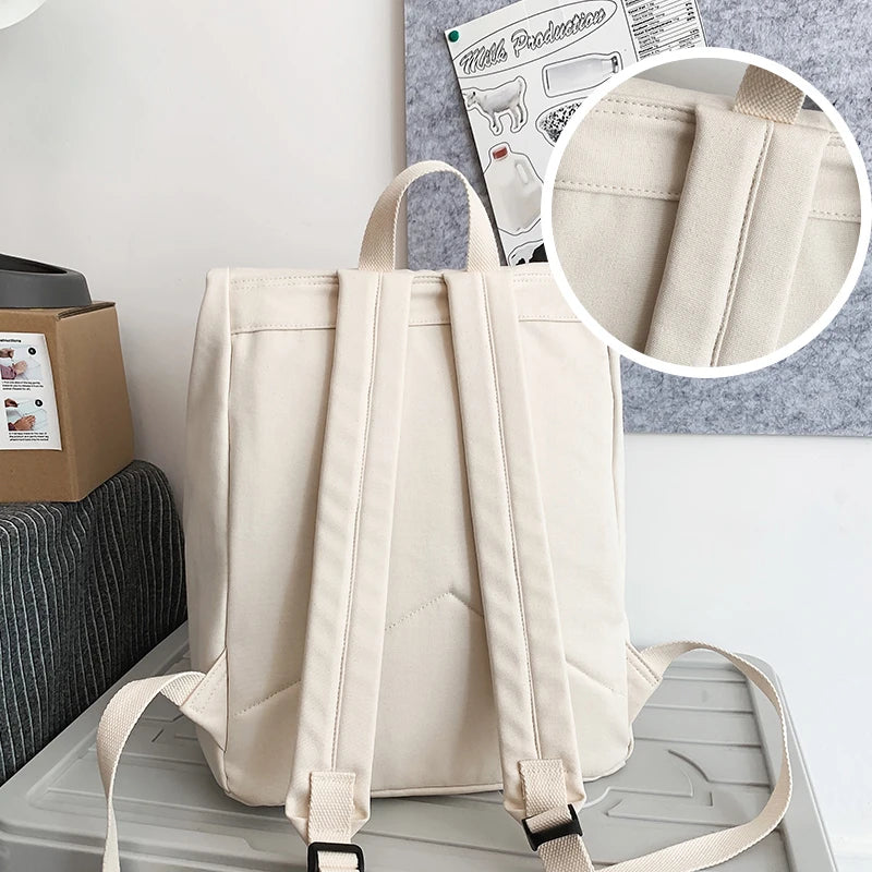 Canvas Flap Backpack with Buckle Detail for School and Daily Carry