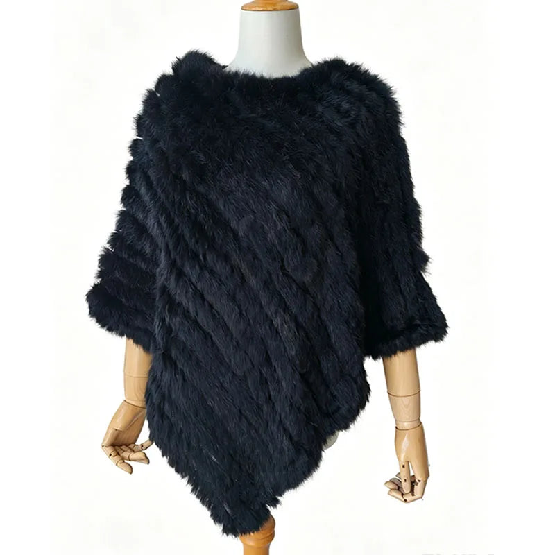 Textured Pointed Hem Poncho for Layering over Outfits
