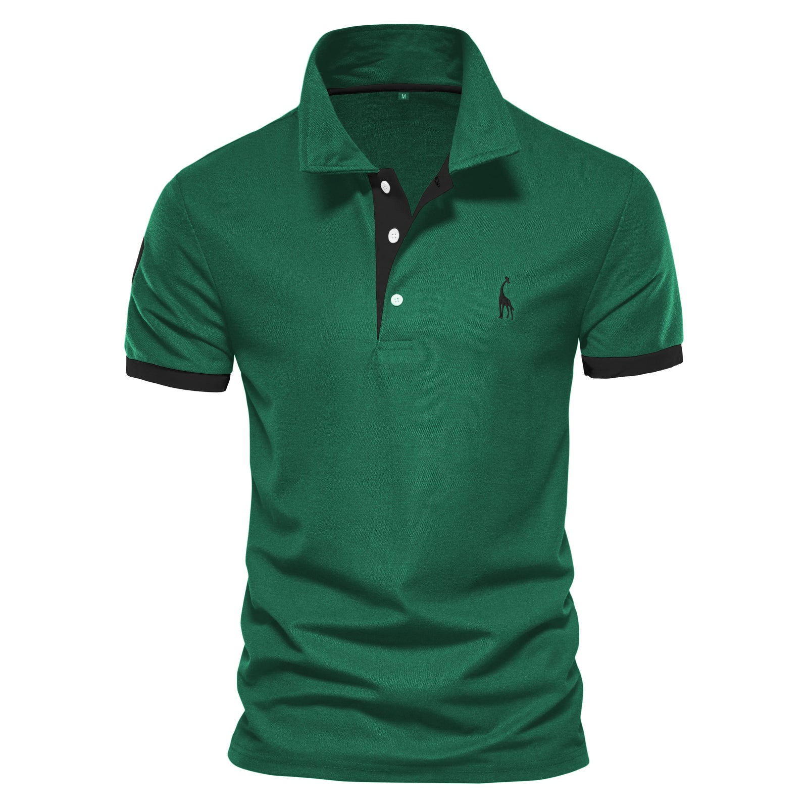 Men's Giraffe Embroidered Short-Sleeve Polo Shirt