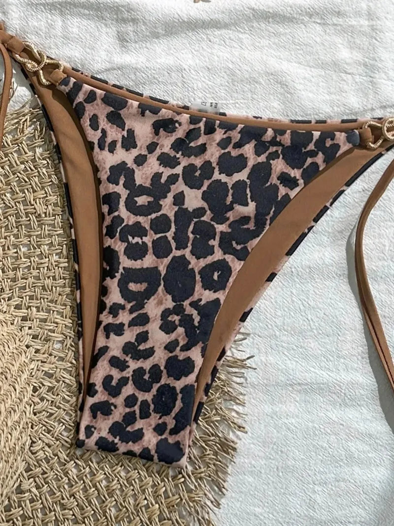 Leopard Print Halter Bikini
