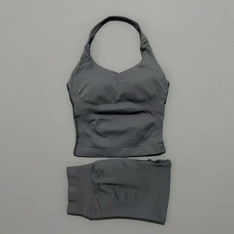 Women's Halter Tank And Shorts Yoga Set For Workout Outfits