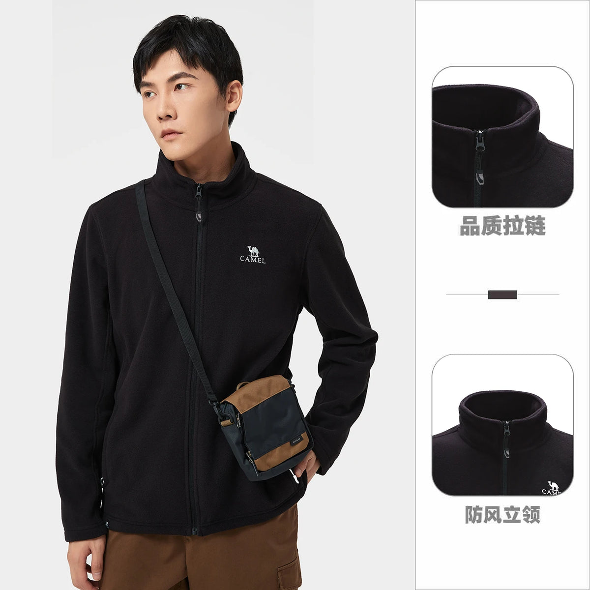 Long Sleeve Full Zip Fleece Outdoor Jacket with Pockets