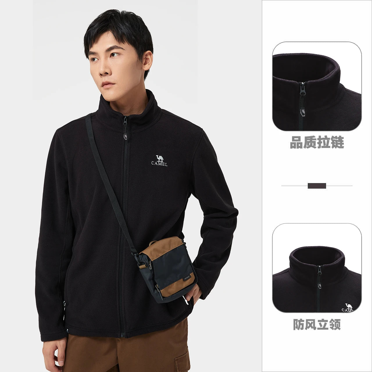 Long Sleeve Full Zip Fleece Outdoor Jacket with Pockets