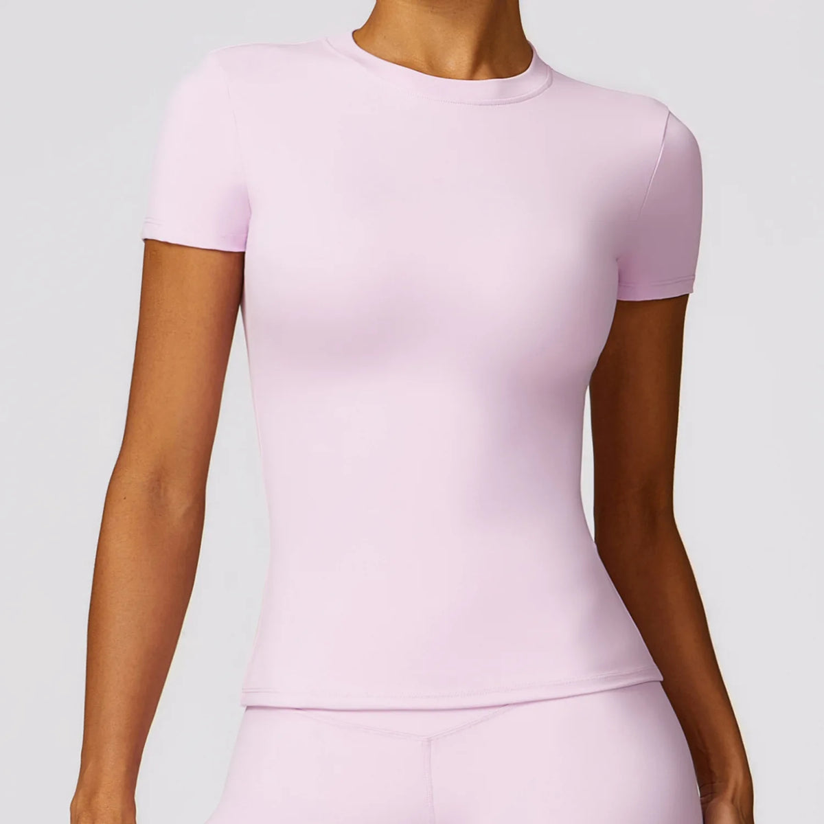 Women's Crew Neck Fitted Short Sleeve T-shirt For Workout Outfits