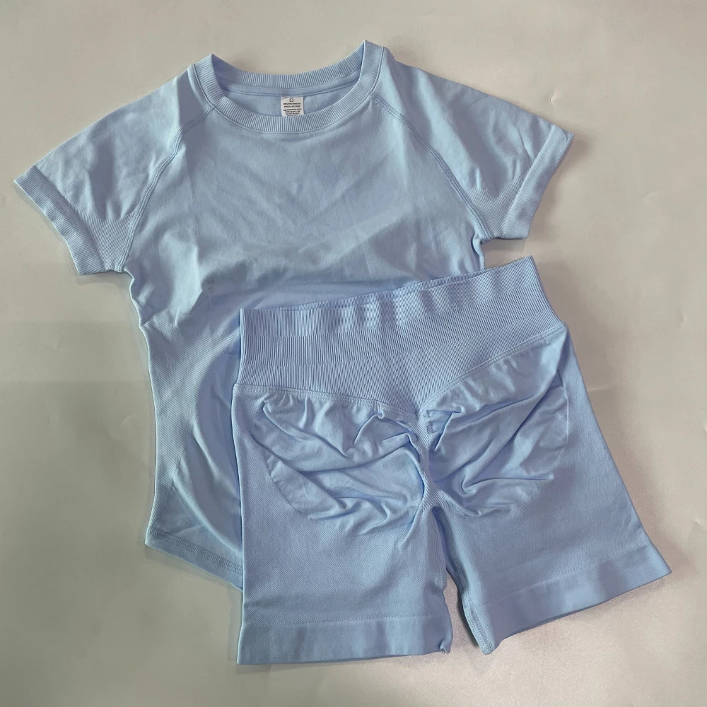 Women's Tee And Shorts Options Yoga Set For Workout Outfits