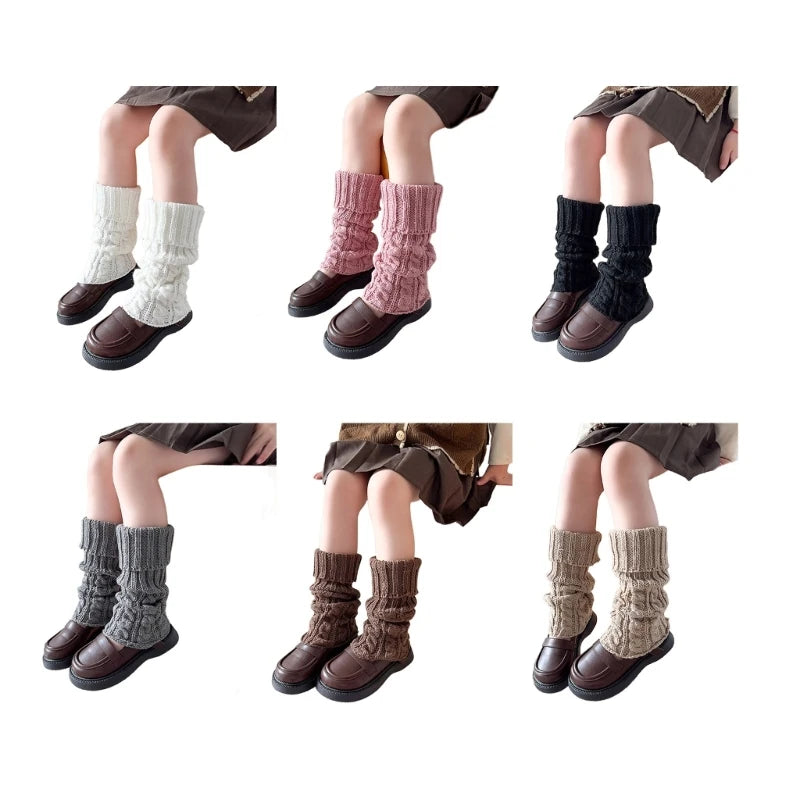 Children's Cable Knit Leg Warmers with Solid Color Options