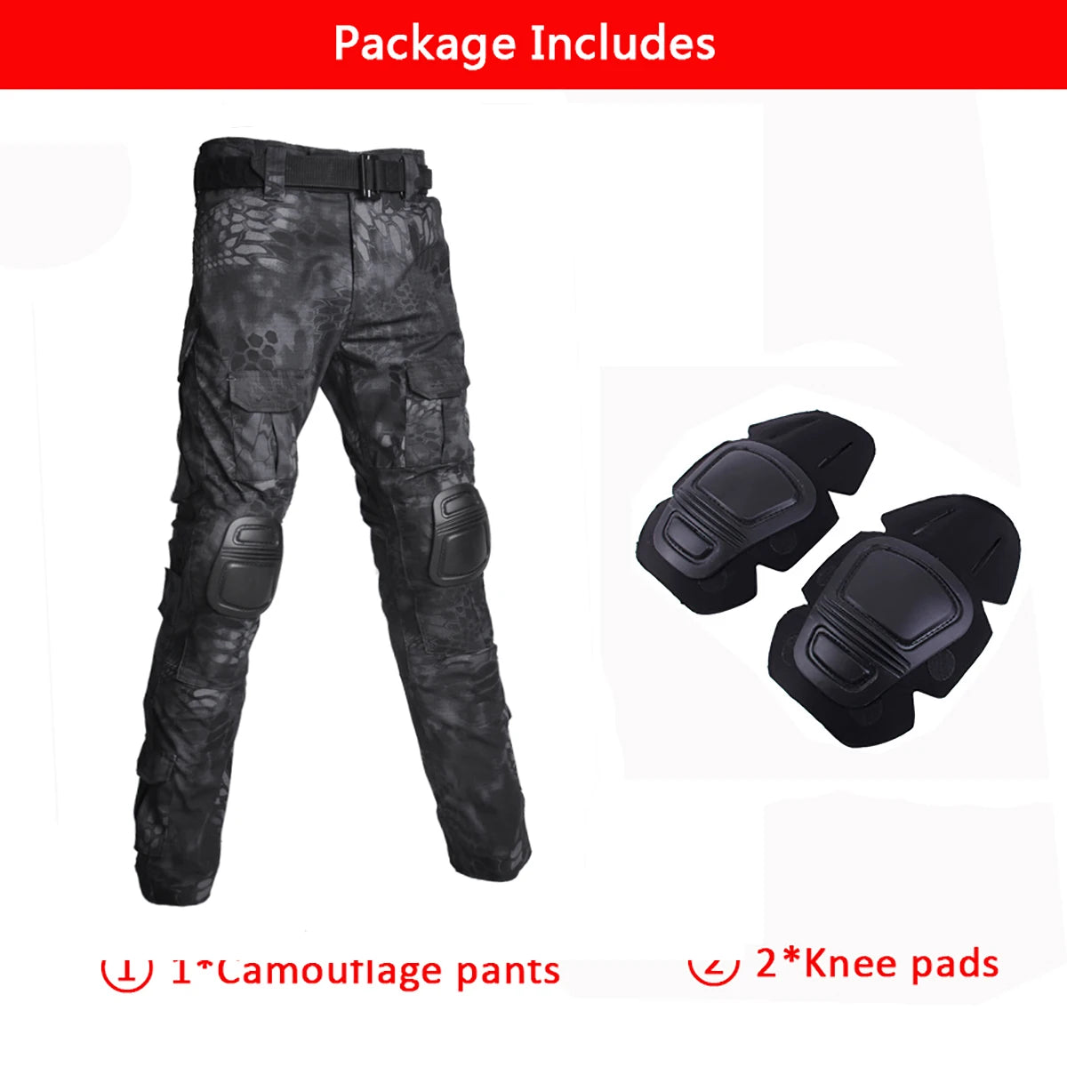 Men's Camouflage Cargo Pants with Knee Pads