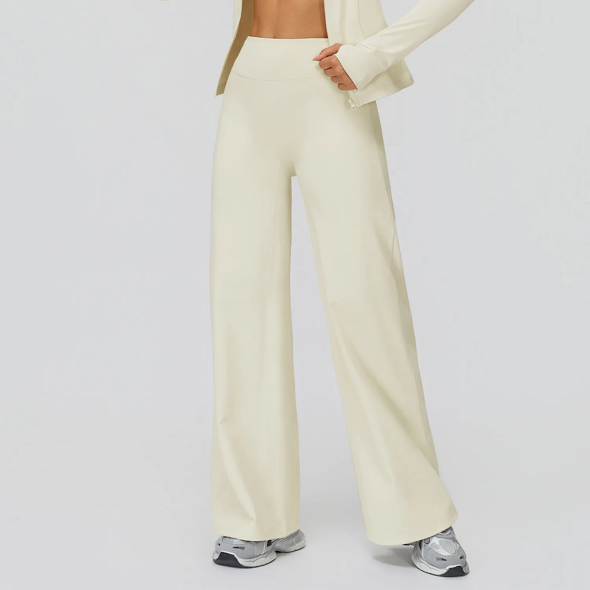 Women's High Waist Polyester Blend Wide Leg Pants for Yoga and Casual Wear