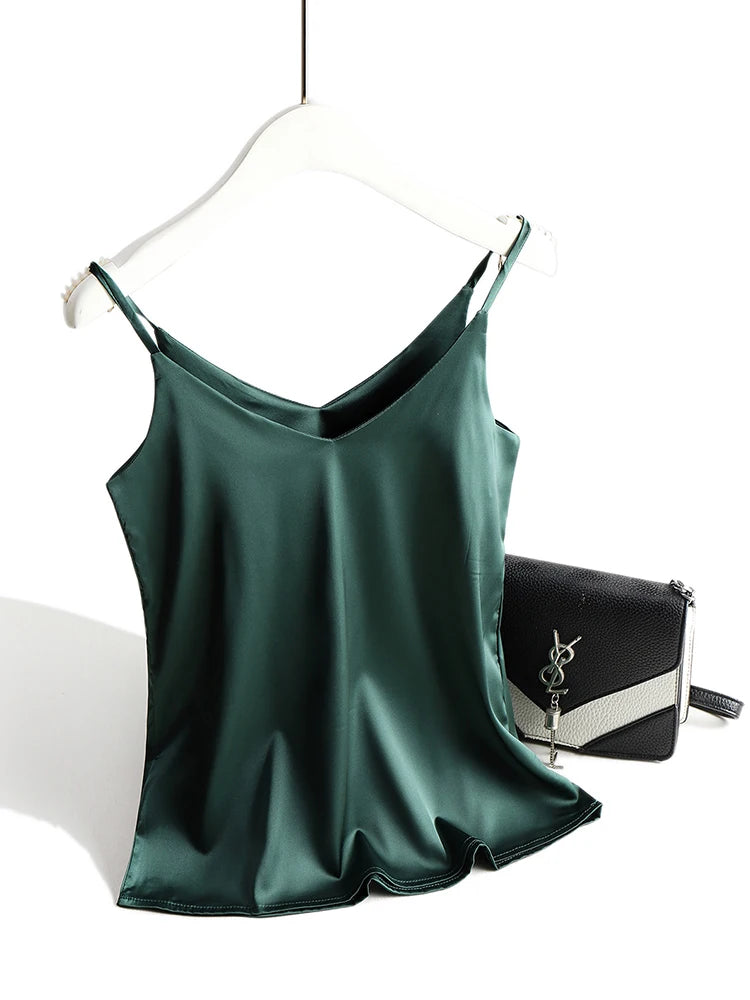 Women's V-Neck Camisole with Thin Shoulder Straps and a Relaxed Drape