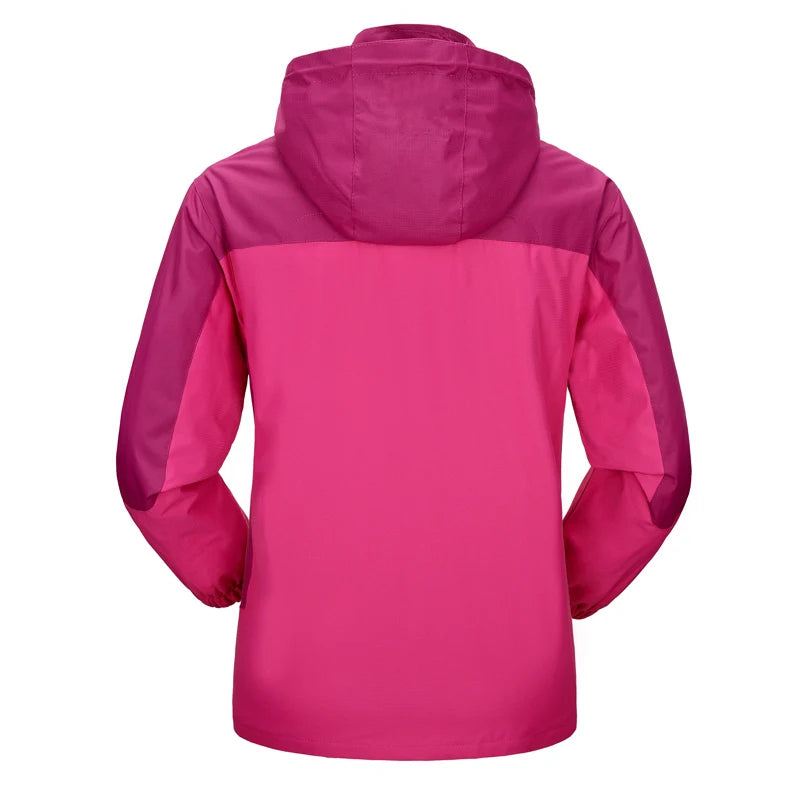 Color Block Hooded Full Zip Long Sleeve Outdoor Jacket