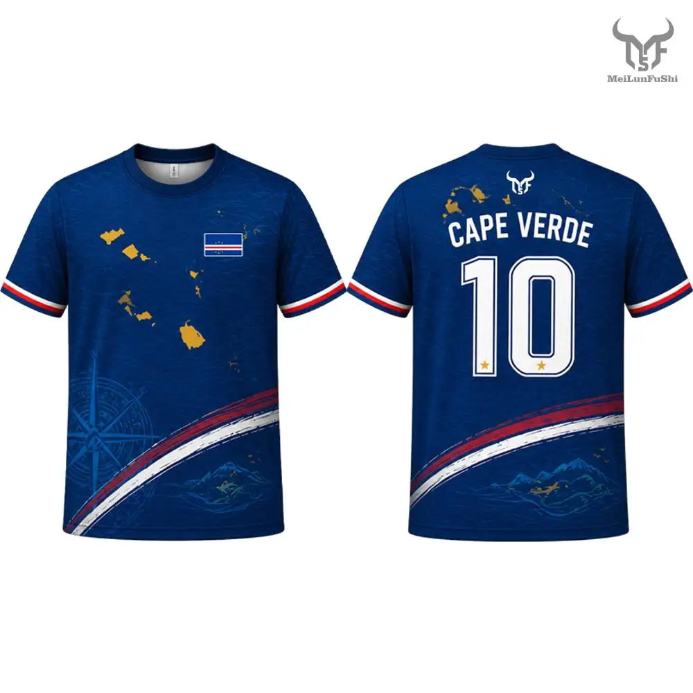 Cape Verde Football Short Sleeve Jersey For Sports Outfits
