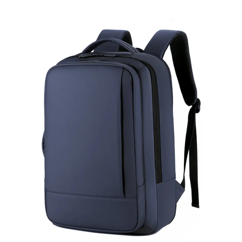 Expandable Travel Backpack with Boxy Shape and Multiple Carrying Positions