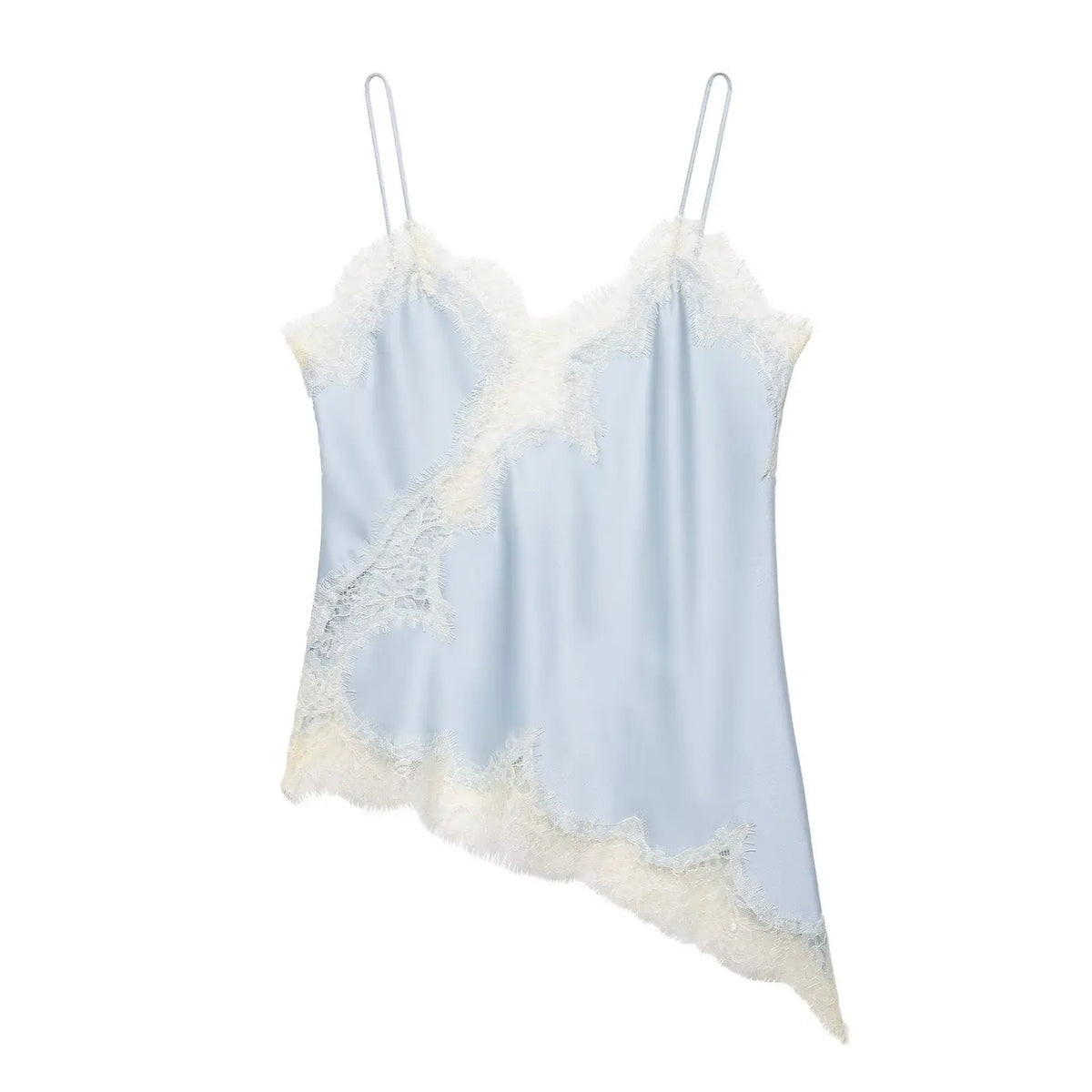 Women's Asymmetric Lace Trim Polyester Camisole with an Open Back