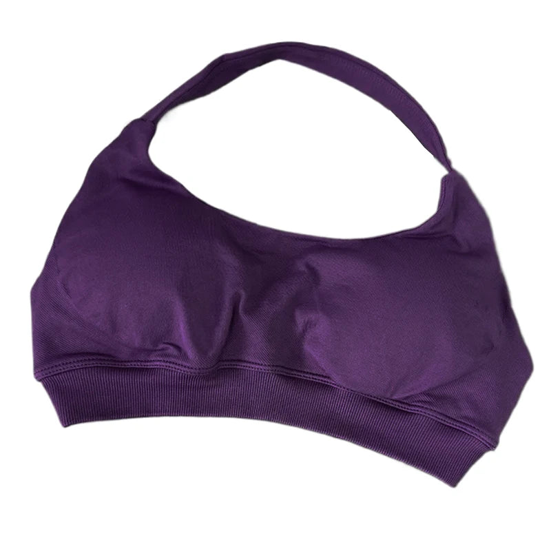 Women's Ruched Halter Neck Sports Bra
