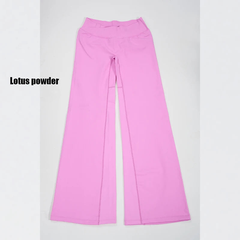 Women's High Waist Nylon Blend Flared Workout Pants with Fitted Upper Legs