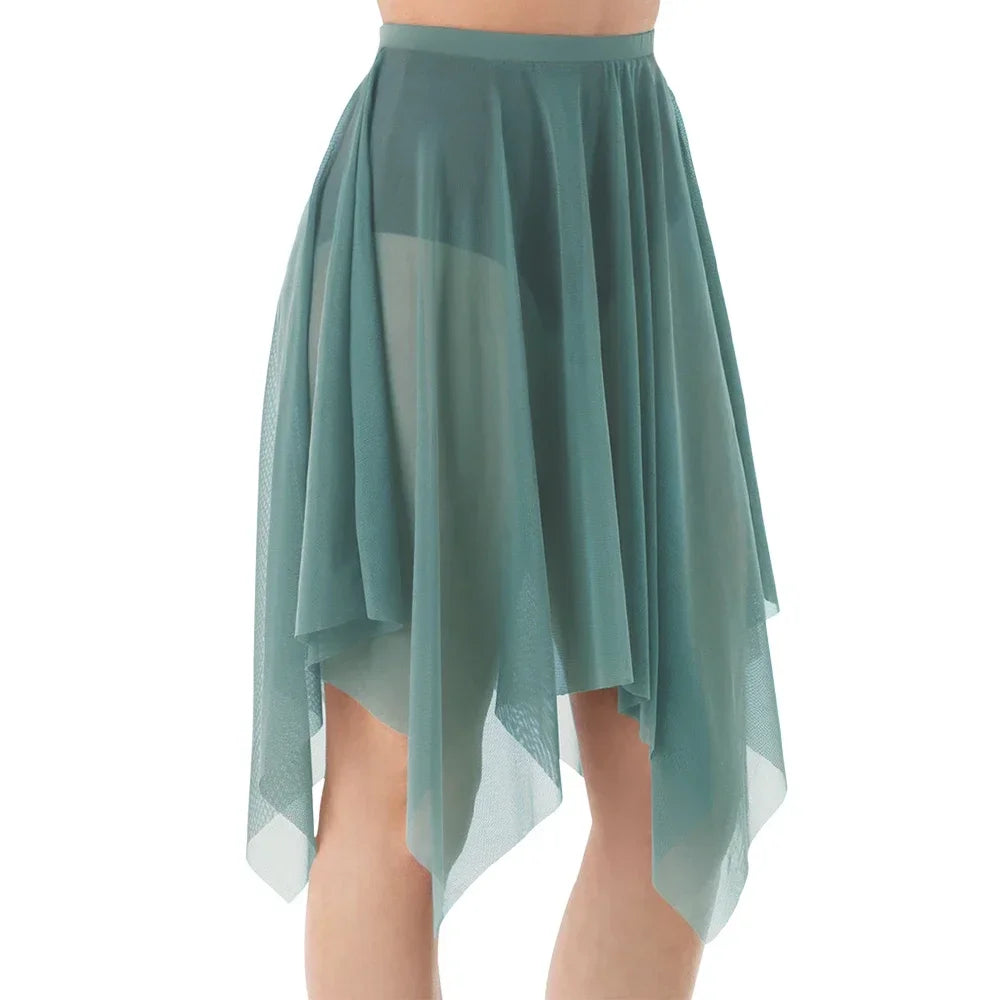 Handkerchief Hem Mesh Ballet Skirt with Child and Adult Size Options