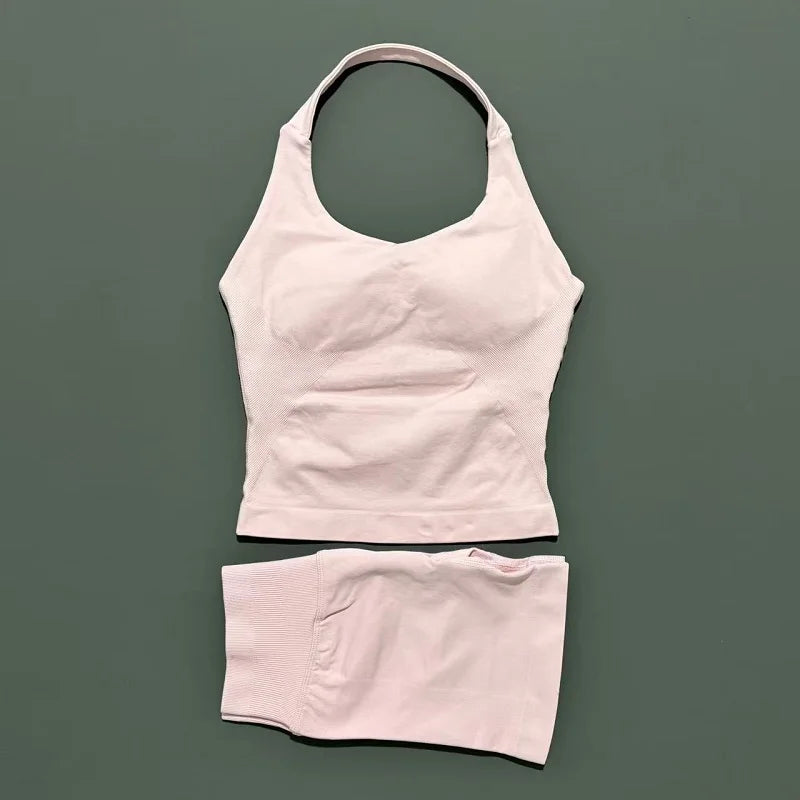 Women's Halter Tank And Shorts Yoga Set For Workout Outfits