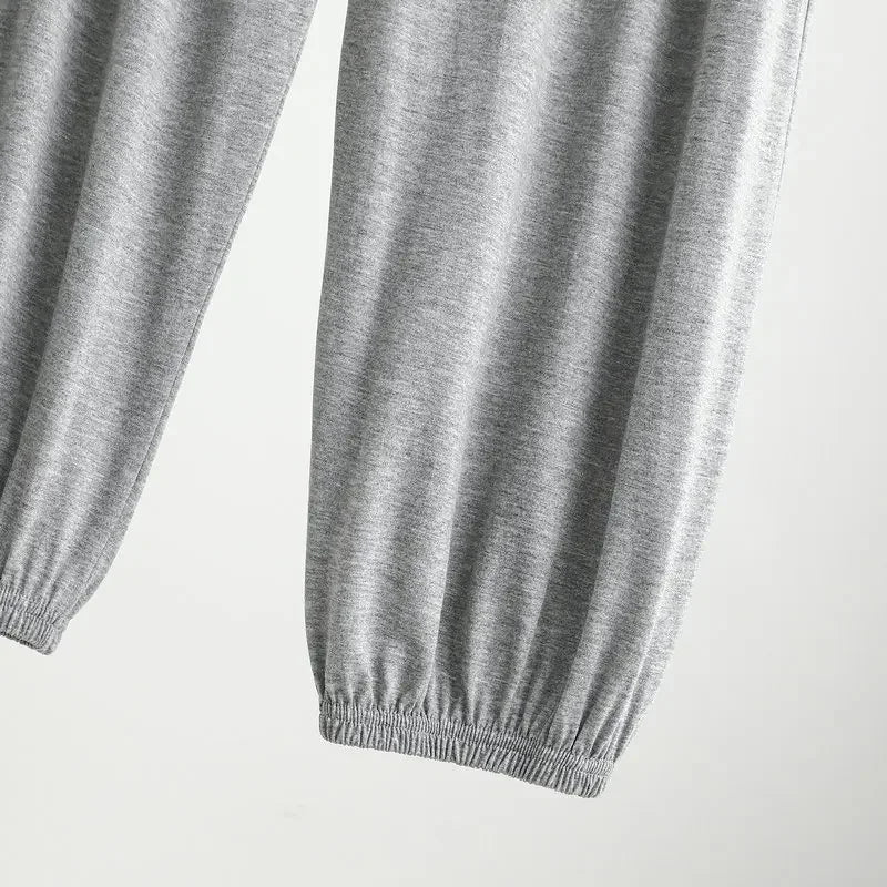 Men's Solid Elastic Waist Cuffed Long Lounge Pajama Pants