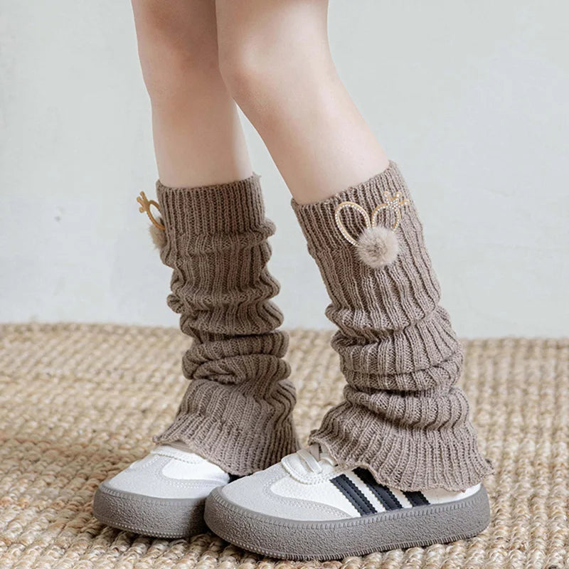 Children's Knit Leg Warmers with Decorative Bow Details